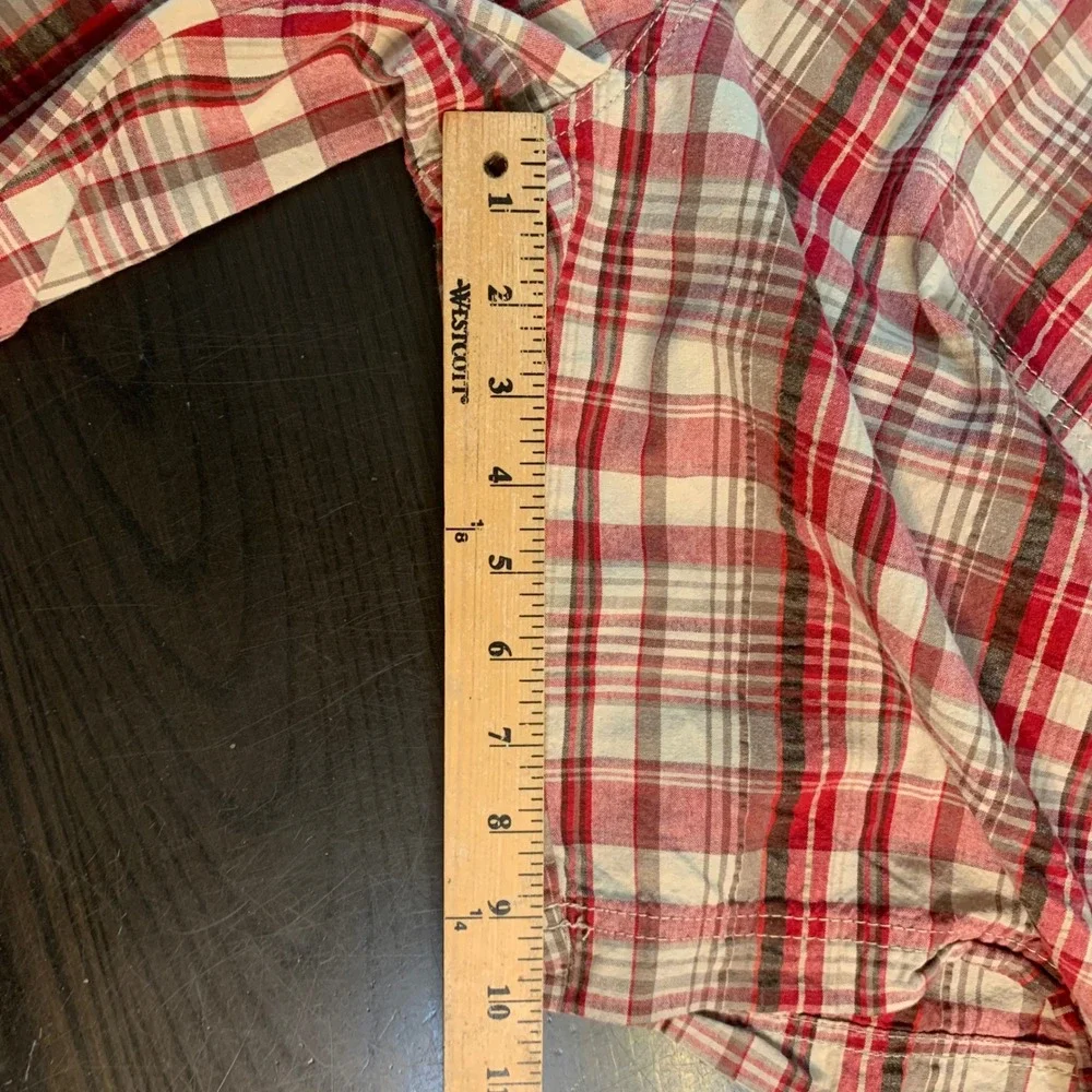 St Johns Bay Womens Plaid Shorts‎ Red Tan Cotton Size 10 Bermuda Casual Outdoors